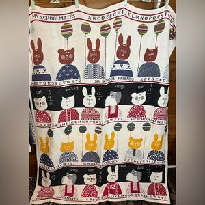 Goodwin Weaver Vintage Schoolhouse Teacher Animal Rabbit Cat Cotton Rug Tapestry